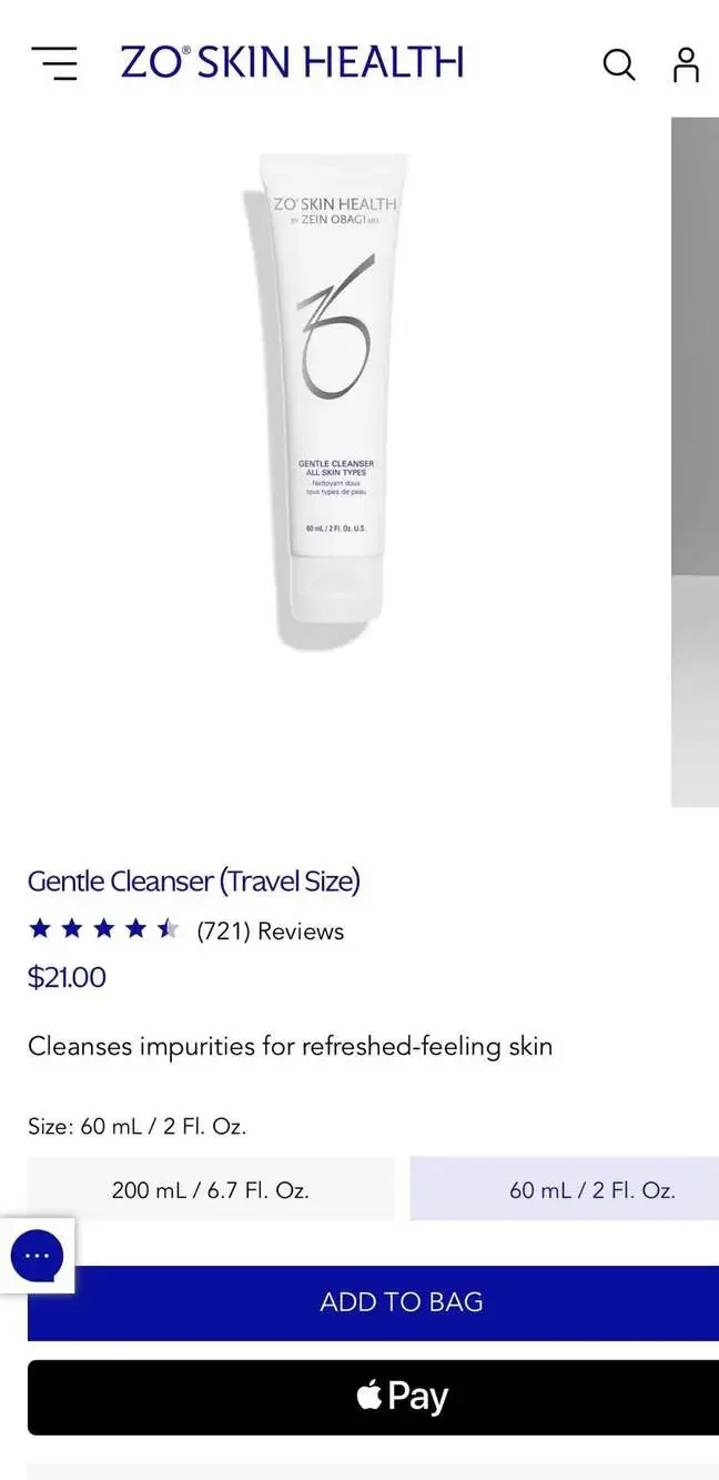 ZO Skin Health Gentle Cleanser Travel Size 60 mL / 2 Fl. Oz. (Set of 3)